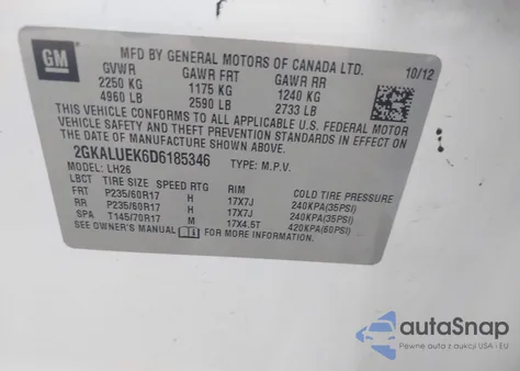 2013 GMC Terrain Slt из США, поврежденный, VIN 2GKALUEK6D6185346